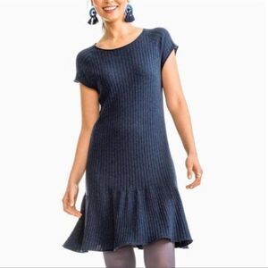 Southern Tide Tarah Flutter Skirt Sweater Navy Blue Short Sleeve Dress XL